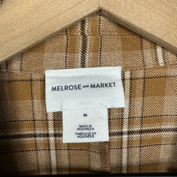 Melrose and Market Plaid print notched lapel one button Women's Blazer medium - Picture 8 of 12
